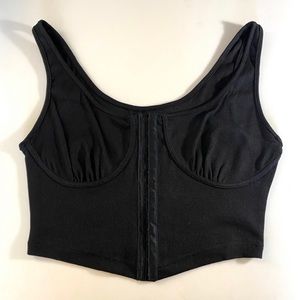 black ribbed bustier crop top